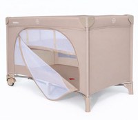 Patut pliabil pentru copii Nichiduta Beige, cu doua nivele, multifunctional 2 in 1, cadru din otel, material poliester 210D, roti cu franare, dimensiune 125 x 65 x 77 cm, geanta de transport inclusa - 1
