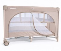 Patut pliabil pentru copii Nichiduta Beige, cu doua nivele, multifunctional 2 in 1, cadru din otel, material poliester 210D, roti cu franare, dimensiune 125 x 65 x 77 cm, geanta de transport inclusa - 2