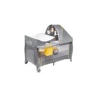 Patut pliant Lionelo Sven Plus Yellow Scandi cu doua nivele, cu arcada jucarii, masuta de infasat, vibratii, melodii  conform cu standardele europeane de securitate EN716 si EN12221 - 7