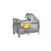 Patut pliant Lionelo Sven Plus Yellow Scandi cu doua nivele, cu arcada jucarii, masuta de infasat, vibratii, melodii  conform cu standardele europeane de securitate EN716 si EN12221 - 9