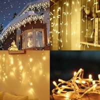 Perdea de lumini, 200 led-uri, tip sloi de gheata, alb cald cu lumina statica, lungime 5 m - 2