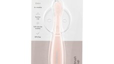 Periuta de dinti pentru bebelusi KikkaBoo Softy Pink din silicon,recomandata de la 6 luni, cu ventuza pentru fixare pe chiuveta,Fara BPA
