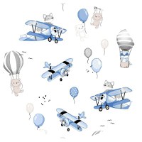 Perna bebelus MimiNu din catifea si bumbac 23x26 cm blue plane - 1