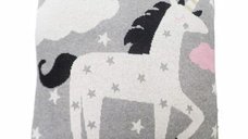 Perna decor bumbac Unicorn Gri Roz