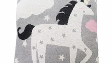 Perna decor bumbac Unicorn Gri Roz