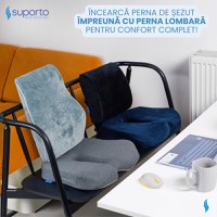 Perna ortopedica pentru sezut Suporto Slim Gri din spuma cu memorie cu suport pentru coccis - 1