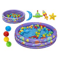 Piscina gonflabila pentru copii Bestway 102 x 25 cm cu 50 bile si 4 jucarii gonflabile incluse Mov - 3