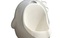 Pisoar pentru baieti Little Mom Grey Dino, cu vas colector detasabil, design ergonomic si suspendabil, dimensiune 30 x 26 cm