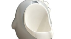 Pisoar pentru baieti Little Mom Grey Dino, cu vas colector detasabil, design ergonomic si suspendabil, dimensiune 30 x 26 cm