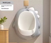 Pisoar pentru baieti Little Mom Grey Dino, cu vas colector detasabil, design ergonomic si suspendabil, dimensiune 30 x 26 cm - 5