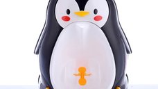 Pisoar pentru baieti Little Mom, sigur si rezistent, cu montare versatila prin ventuze de perete, sau agatare, dimensiune 26 x 37cm, Cute Penguin Black