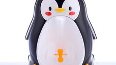 Pisoar pentru baieti Little Mom, sigur si rezistent, cu montare versatila prin ventuze de perete, sau agatare, dimensiune 26 x 37cm, Cute Penguin Black