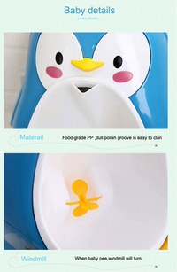 Pisoar pentru baieti Little Mom, sigur si rezistent, cu montare versatila prin ventuze de perete, sau agatare, dimensiune 26 x 37cm, Cute Penguin Black - 2