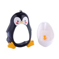 Pisoar pentru baieti Little Mom, sigur si rezistent, cu montare versatila prin ventuze de perete, sau agatare, dimensiune 26 x 37cm, Cute Penguin Black - 5
