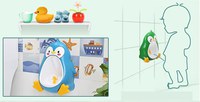 Pisoar pentru baieti Little Mom, sigur si rezistent, cu montare versatila prin ventuze de perete, sau agatare, dimensiune 26 x 37cm, Cute Penguin Black - 8