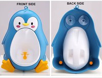 Pisoar pentru baieti Little Mom, sigur si rezistent, cu montare versatila prin ventuze de perete, sau agatare, dimensiune 26 x 37cm, Cute Penguin Black - 9