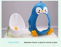 Pisoar pentru baieti Little Mom, sigur si rezistent, cu montare versatila prin ventuze de perete, sau agatare, dimensiune 26 x 37cm, Cute Penguin Black - 10