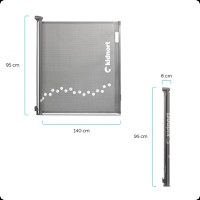 Poarta de siguranta rulabila pentru copii, Kidnort Sakerhet grey, mecanism dublu de blocare, maner incorporat, dimensiune 95 x 140 cm - 5