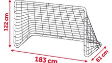 Poarta fotbal pentru copii 183x122x61 cm Neo-Sport cu cadru din otel,plasa rezistenta,4 ancore de montare incluse Footbal Play