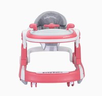 Premergator 2 in 1 pentru copii, Little Mom, pliabil, cu panou muzical detasabil, cu sezut reglabil in inaltime, cu 6 roti silentioase, sistem de franare, dimensiune 74 x 60 x 60 cm, Hello Pink - 8