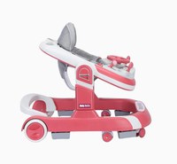 Premergator 2 in 1 pentru copii, Little Mom, pliabil, cu panou muzical detasabil, cu sezut reglabil in inaltime, cu 6 roti silentioase, sistem de franare, dimensiune 74 x 60 x 60 cm, Hello Pink - 9