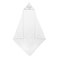 Prosop cu gluga pentru bebelusi Akuku Arici Alb 100x100 cm,realizat din bumbac moale de inalta calitate,absoarbe umezeala,cu agatatoare cuier,recomandat de la nastere - 1