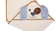 Prosop de baie cu gluga pentru copii Ecru Dog 80x80 cm