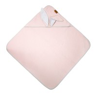 Prosop de baie din bumbac cu capison si urechiuse Floo for Baby Waffle Iepuras Roz - 1