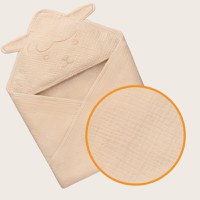 Prosop de baie Lionelo cu gluga din muselina 100 bumbac 80x80 cm bej deschis - 3