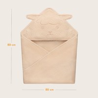 Prosop de baie Lionelo cu gluga din muselina 100 bumbac 80x80 cm bej deschis - 6