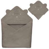 Prosop de baie Lionelo cu gluga din muselina 100 bumbac 80x80 cm bej inchis - 2