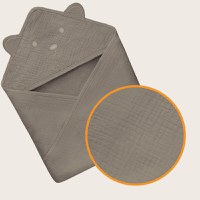 Prosop de baie Lionelo cu gluga din muselina 100 bumbac 80x80 cm bej inchis - 3