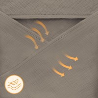 Prosop de baie Lionelo cu gluga din muselina 100 bumbac 80x80 cm bej inchis - 4