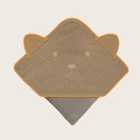 Prosop de baie Lionelo cu gluga din muselina 100 bumbac 80x80 cm bej inchis - 5