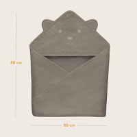 Prosop de baie Lionelo cu gluga din muselina 100 bumbac 80x80 cm bej inchis - 6