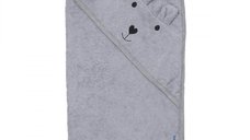 Prosop de baie Twins Bear din bumbac 100x100 cm gri pentru copii