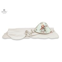 Prosop mare cu gluga MimiNu 100x100 cm din bumbac si thermo fleece Lets Go Natural - 2