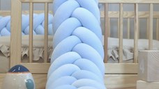 Protectie de pat impletita, MiniMini, Velvet Magic, Baby Blue, 200 cm