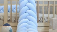 Protectie de pat impletita, MiniMini, Velvet Magic, Baby Blue, 350 cm
