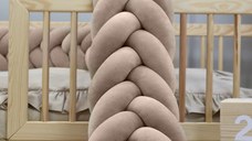 Protectie de pat impletita, MiniMini, Velvet Magic, Bej, 200 cm