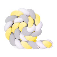 Protectie de pat impletita, MiniMini, Velvet Magic, Galben, Gri cu Alb, 200 cm - 1