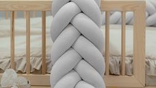 Protectie de pat impletita, MiniMini, Velvet Magic, Gri, 200 cm