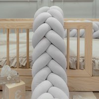 Protectie de pat impletita, MiniMini, Velvet Magic, Gri, 200 cm - 1