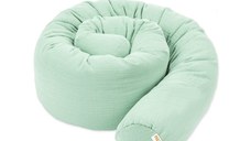 Protectie de pat tubulara, MiniMini, Muselina, Menta, 180 cm