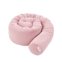 Protectie de pat tubulara, MiniMini, Muselina, Roz, 300 cm - 1