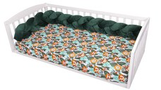 Protectie impletita pentru patut 180 cm Bumper din Velvet Olive