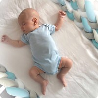 Protectie laterala impletita pentru patut cu umplutura antialergica Ricokids 2metri din plus AlbastruGri - 4