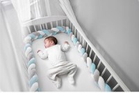 Protectie laterala impletita pentru patut cu umplutura antialergica Ricokids 2metri din plus AlbastruGri - 5