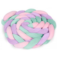 Protectie laterala impletita pentru patut Ricokids Trio RozMovTurcoaz 3metri,inaltime 11.5 cm, din plus cu umplutura antialergica - 3