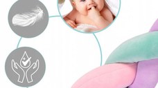 Protectie laterala impletita pentru patut Ricokids Trio RozMovTurcoaz 3metri,inaltime 11.5 cm, din plus cu umplutura antialergica